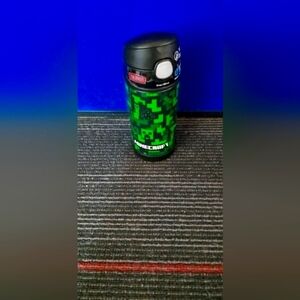 Green Minecraft Thermos Bottle new 12 inch with flip up straw